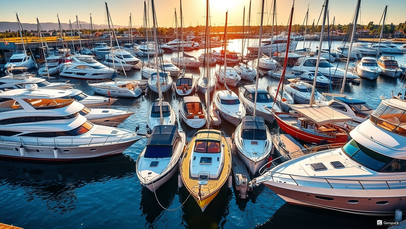 boat reupholstering near me A picturesque marina scene showcasing a diverse ar 1743922621673